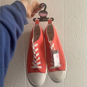 Primark Bright Coral Sneakers with White Accents